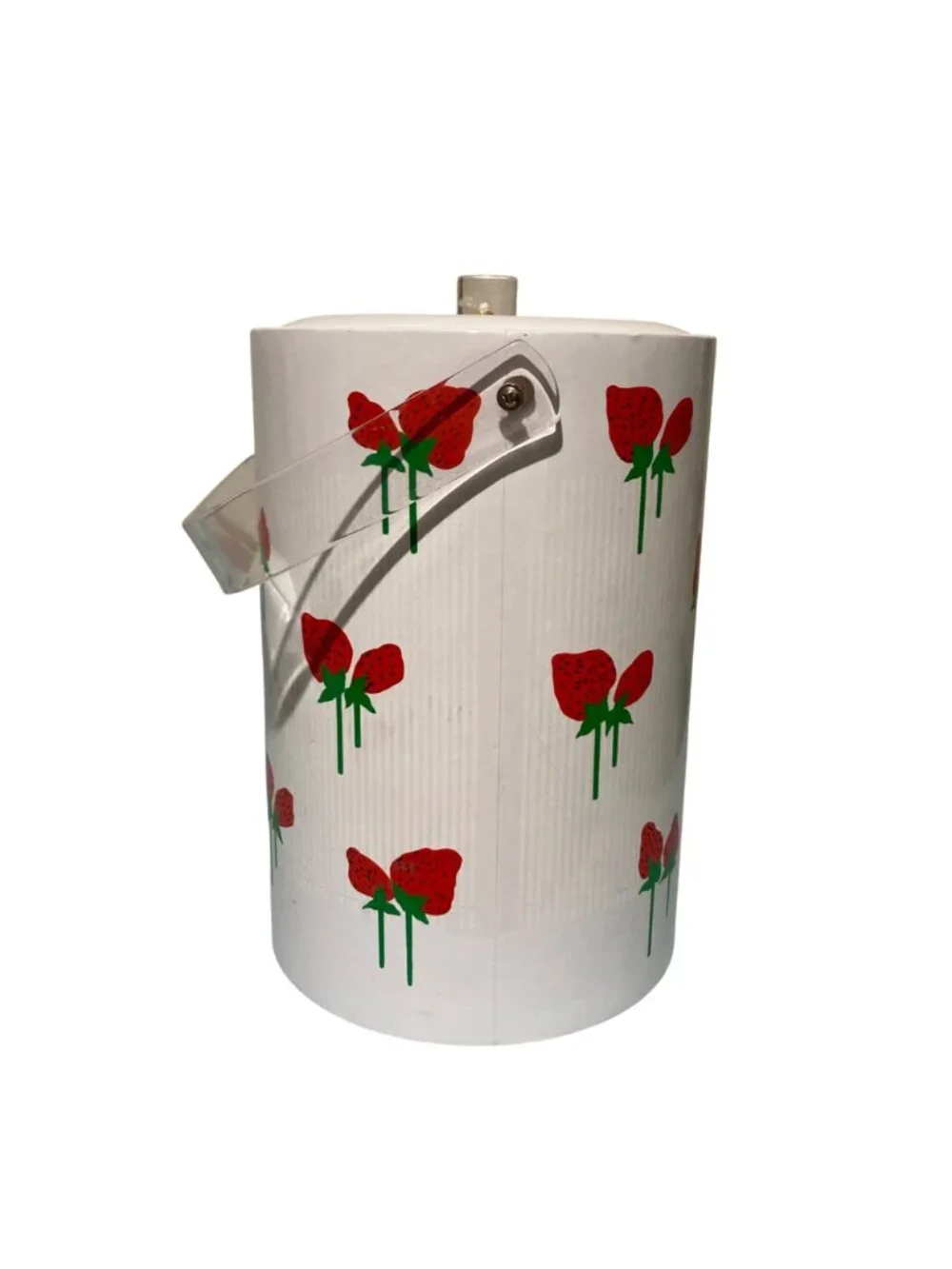 Vintage David Davir Strawberry Vinyl And Lucite Ice Bucket